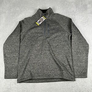 Eddie Bauer Sweater Mens Medium Gray 1/4 Zip Radiator Pullover Fleece